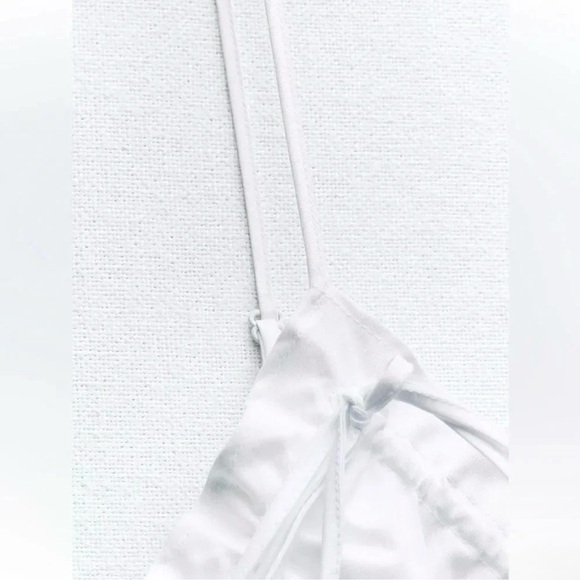 ZARA RUCHED BOW TRENCH COAT WHITE DRESS NWT - Picture 3 of 6